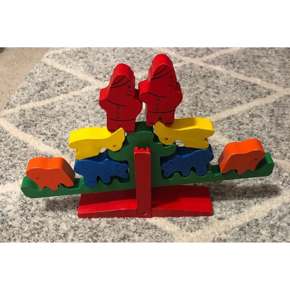 Beeboo Wooden Animal Seesaw Puzzle 3D Tierwippe Colorful Educational